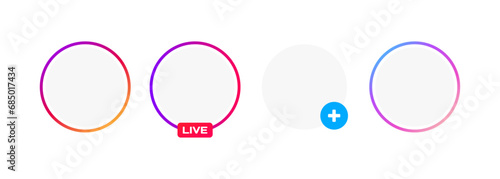 Instagram stories template. Instagram Stories Circles Mockup. Instagram stories mockup social networks. Vector icons