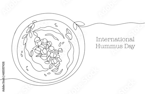 Hummus. Dish. One line