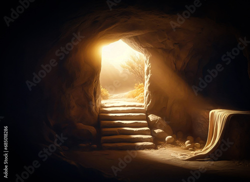 The empty tomb of Jesus - Easter Resurrection photo
