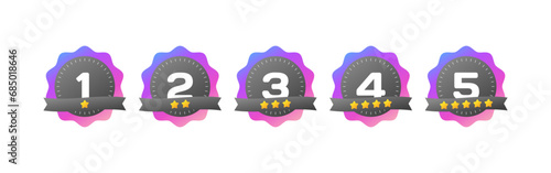 Star rating icons. Flat, color, 1, 2, 3, 4, 5 stars rating icons. Vector icons