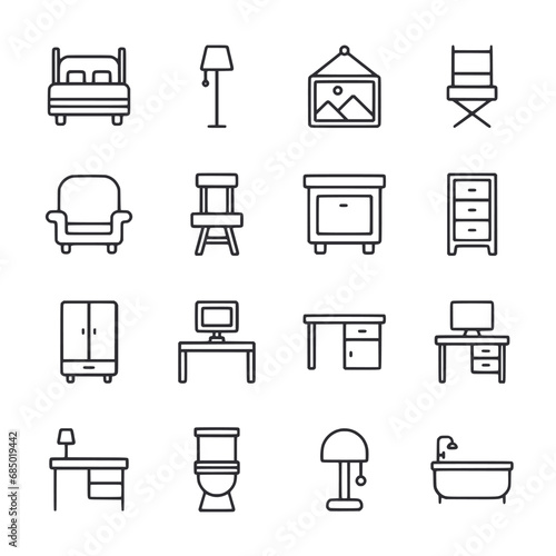 Home furniture icon set vector illustration
