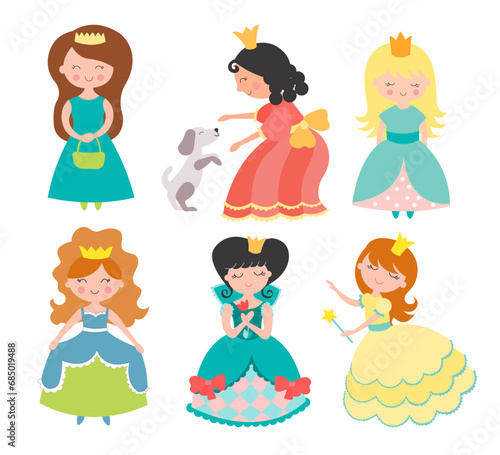 Сharming playful princesses colorful images