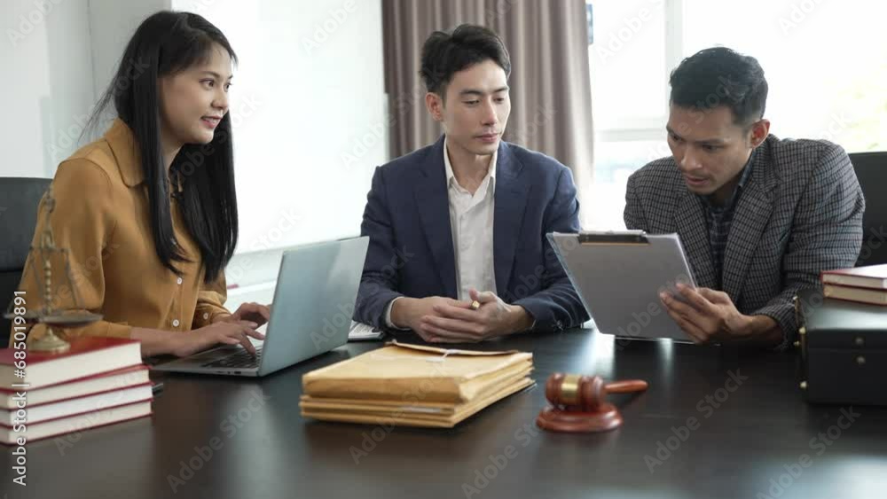 good customer service Consultation between businessman and male lawyer or judge consulting team meeting with client legal concept 4k video good customer service Consultation between businessman and male lawyer or judge consulting team meeting with client legal concept 4k video