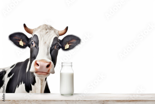 Fresh Dairy Elixir: Quality Milk from a Full bottle, Isolated on a White Background, Emphasizing its Nutrient-Rich Attributes.