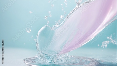 Liquid Serum Or Hyaluronic Acid Splash On Light Pastel Generative AI © sanverrstudio