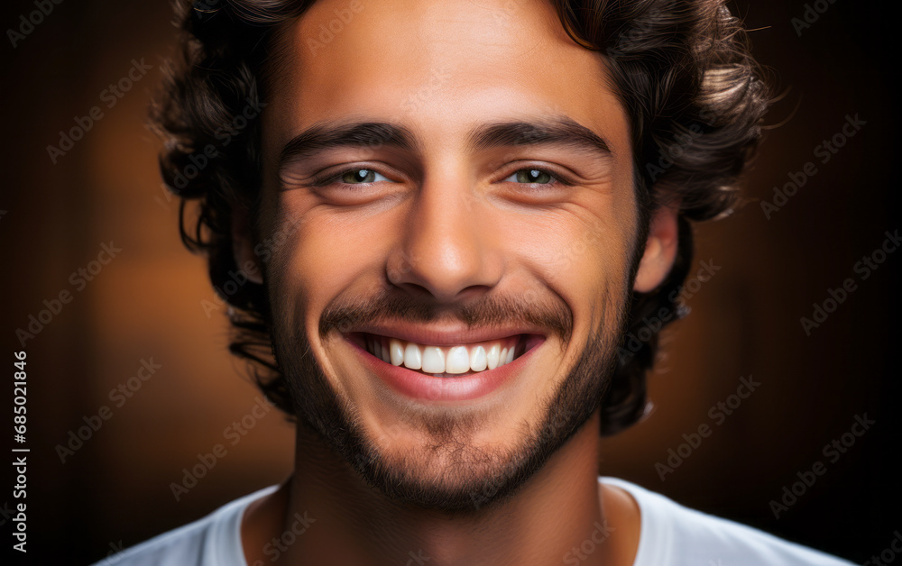 Close-up of a Young Man's Perfect Smile with White Teeth, Symbolizing Dental Health and Hygiene