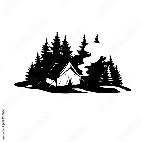 Tent for travelers and adventure travel icons vector.