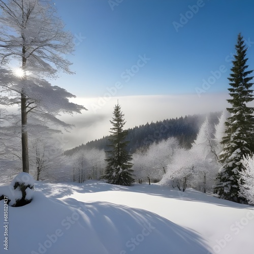 gazing from the terrace, the pouring snow, the white misted forest © RORON