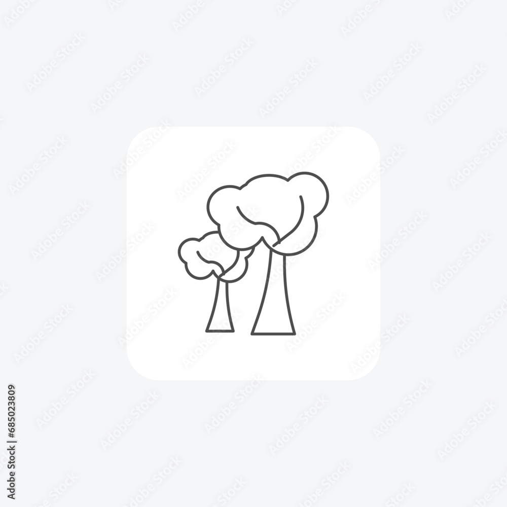 Forest, Woodland, Trees, Nature, thin line icon, grey outline icon, pixel perfect icon Forest, Woodland, Trees, Nature, thin line icon, grey outline icon, pixel perfect icon
