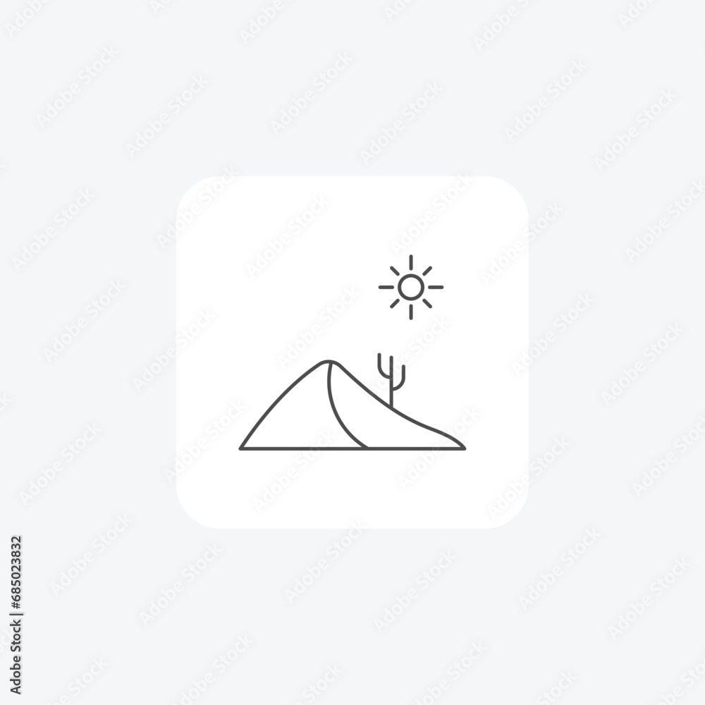 Desert, Arid Region, Sand Dunes, thin line icon, grey outline icon, pixel perfect icon Desert, Arid Region, Sand Dunes, thin line icon, grey outline icon, pixel perfect icon