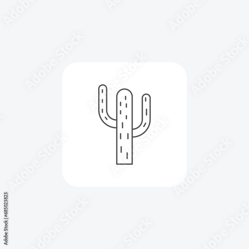 Cactus, Succulent, Desert Plant, thin line icon, grey outline icon, pixel perfect icon