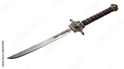 Authentic old pirate sword isolated on transparent background