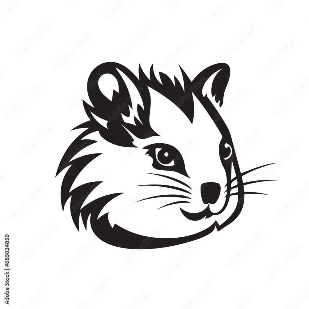 Hamsterin cartoon, doodle style. Isolated 2d vector illustration in logo, icon style, Eps 10, black and white. AI Generative