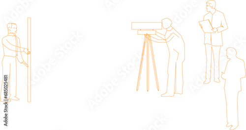 Vector sketch illustration design engineering drawing detailed work method for measuring road elevation