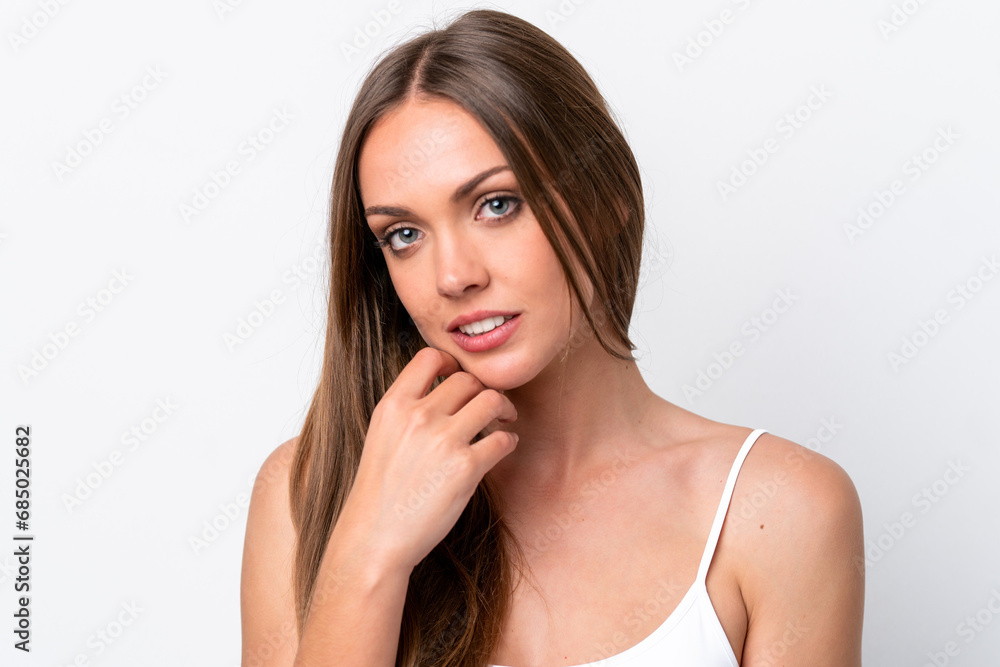 Young caucasian woman isolated on white background . Portrait Young caucasian woman isolated on white background . Portrait