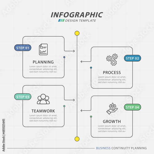 Timeline Creator infographic template. 4 Step timeline journey, calendar Flat simple infographics design template. presentation graph. Business concept with 4 options, vector illustration.