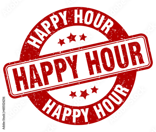 happy hour stamp. happy hour label. round grunge sign