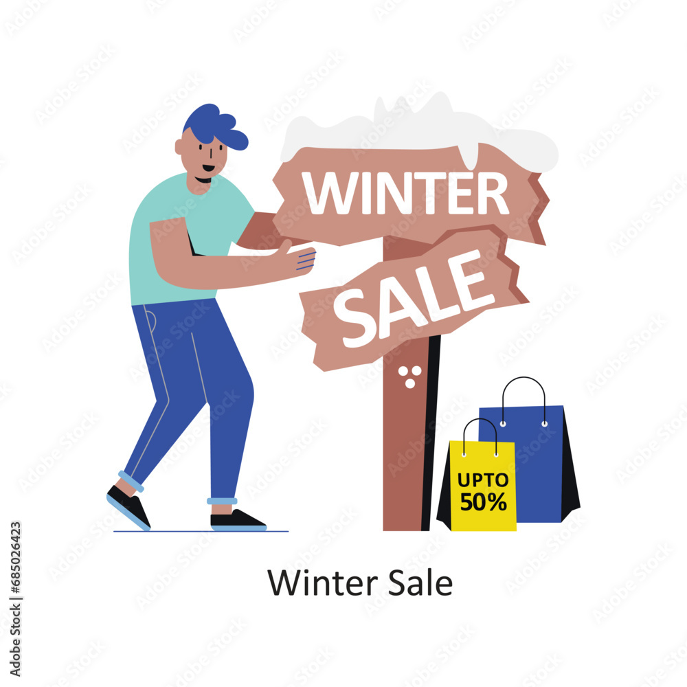 Winter Sale vector Flat Design illustration. Symbol on White background EPS 10 File Winter Sale vector Flat Design illustration. Symbol on White background EPS 10 File