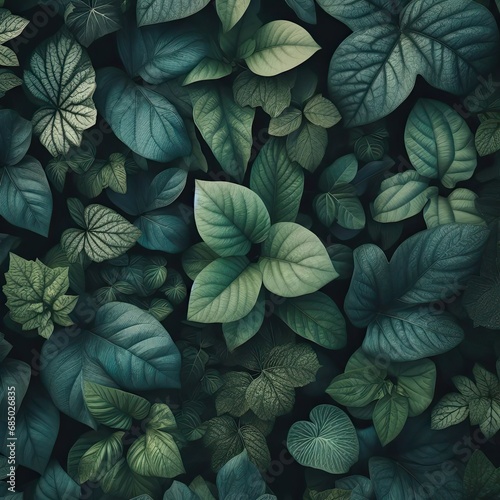 Group background of green leaves. Concept of nature. Green tropical leaves. Background and texture...