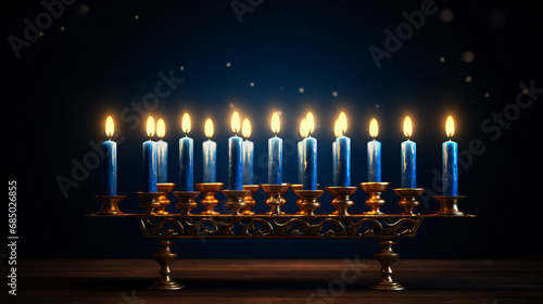 Hanukkah on blue background