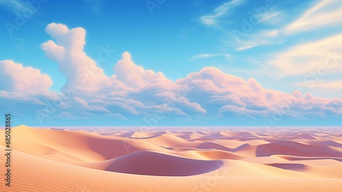 A whimsical Fauvist portrayal of a surreal desert landscape, with the sand dunes and sky illuminated by intense, otherworldly shades.