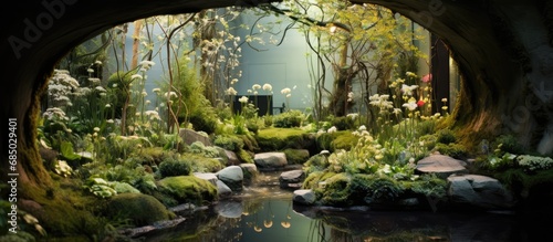In a bustling city like London, the Chelsea flower show is a highly anticipated event, showcasing the artful arrangements of various plant species, highlighting the lumps and bumps of textured moss photo