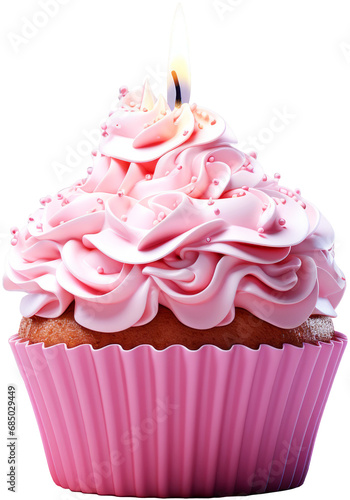 3D Birthday cake   Cute pink birthday cake on transparent background