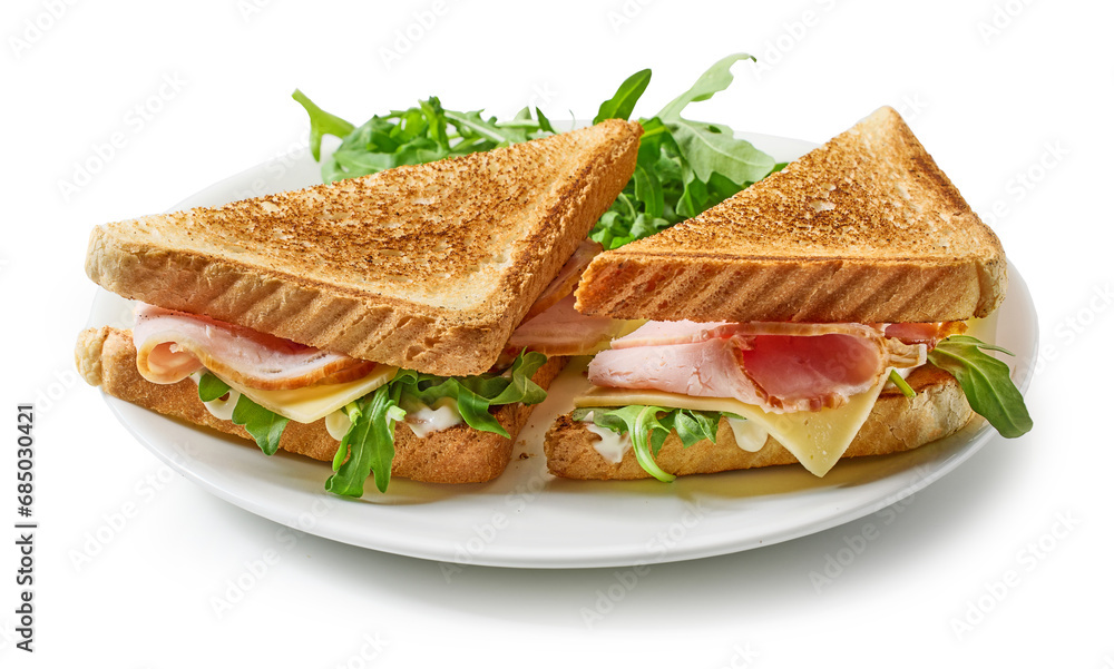 plate of ham and cheese toast