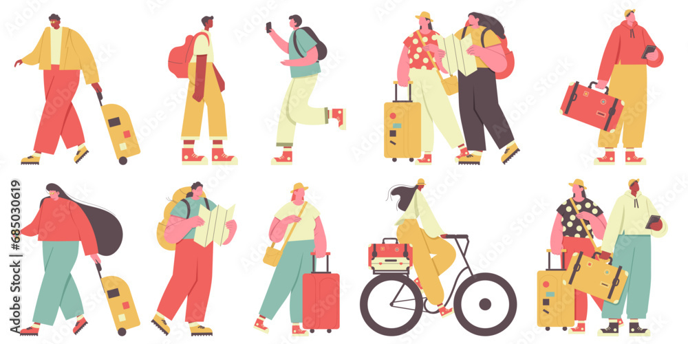 flat people traveling illustration