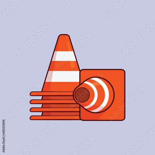 Flat Stack of Construction Barrier Vector Illustration orange barrier blockage