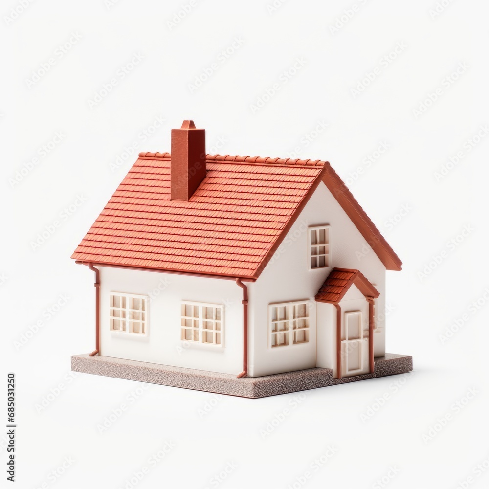 A Tiny Replica of a House on a Blank Canvas of White A Tiny Replica of a House on a Blank Canvas of White