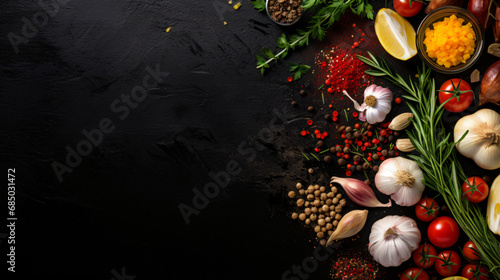 Ingredients for cooking. Food background with herbs