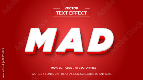 mad 3d editable text effect premium vector. Editable text style effect. 3d cover of business presentation banner for sale event night party. vector illustration