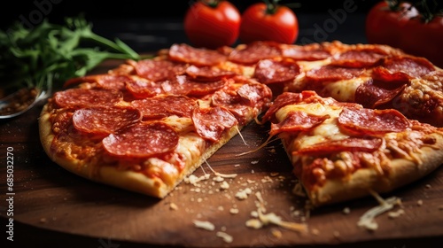 background salami pizza food photo illustration delicious tasty, italian cuisine, cheese crust background salami pizza food photo