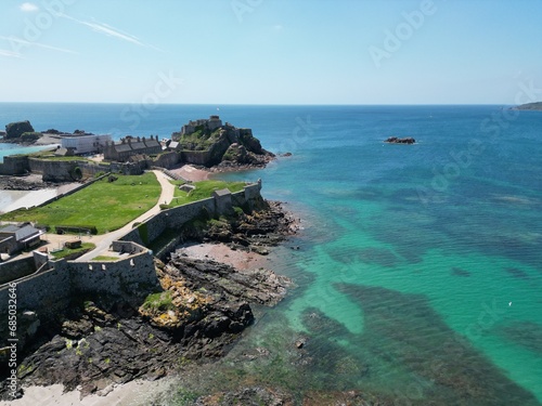 .Elizabeth castle Jersey  channel islands drone aerial