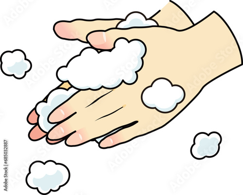 石鹸で手を洗う