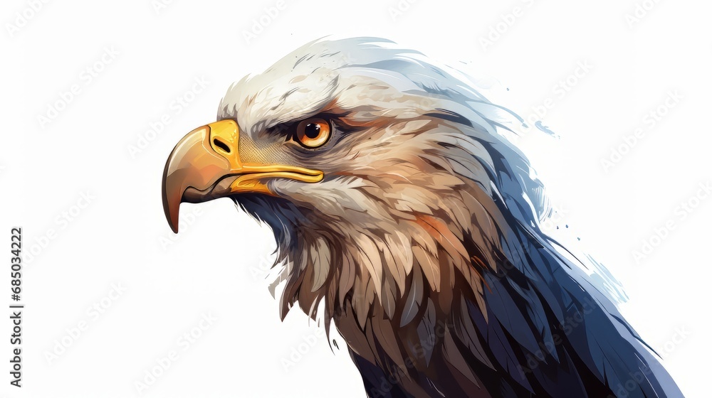 Obraz premium Majestic Eagle: A Captivating Close Up of an Eagle's Head With a Clean, White Background