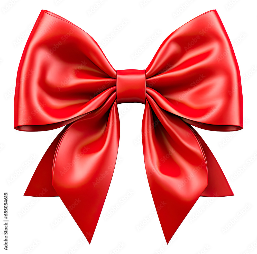 Red bow on isolated transparent background