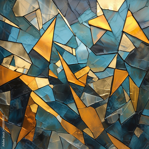 abstract geometric background in turquoise and gold tones