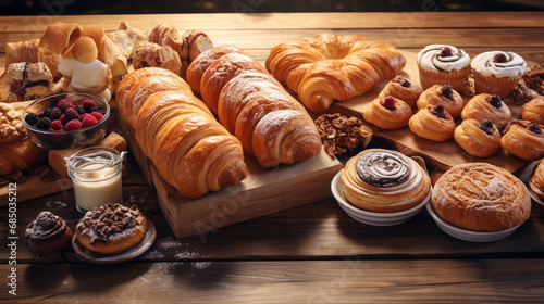 Fresh baked pastry, croissants, delicious