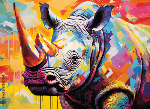 creative art bright colorful rhinoceros © Valeriya