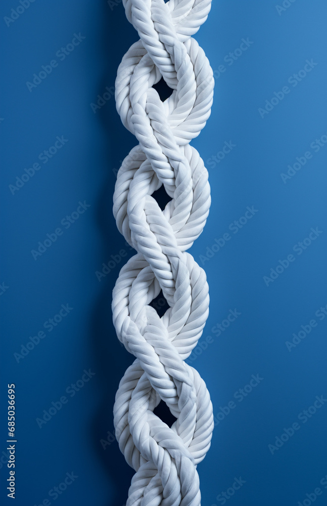 a piece of sea white rope on a blue background a piece of sea white rope on a blue background