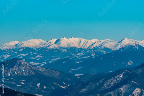 Western Tatras from Mincol hill in Mala Fatra mountains in Slovakia photo