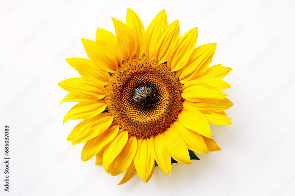 Single sunflower head on white background Single sunflower head on white background