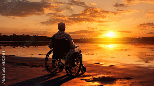 A Man Embracing Freedom in a Wheelchair