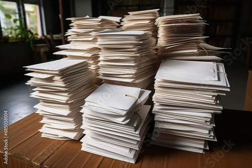 A large pile of envelopes for letters without inscriptions