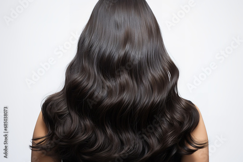 Beautiful strands of dark hair on a white background , high really