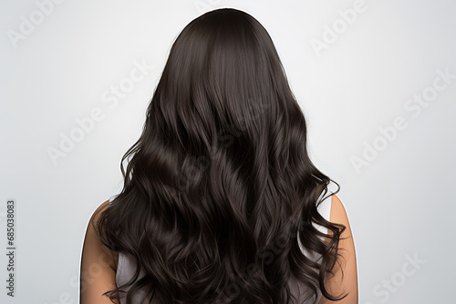 Beautiful strands of dark hair on a white background , high really photo
