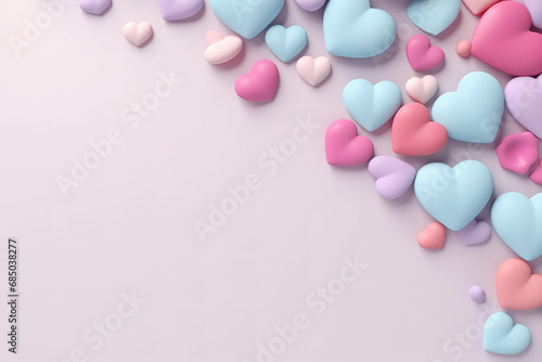 Copy space, Valentine's Day background in 3D style in pastel candy color