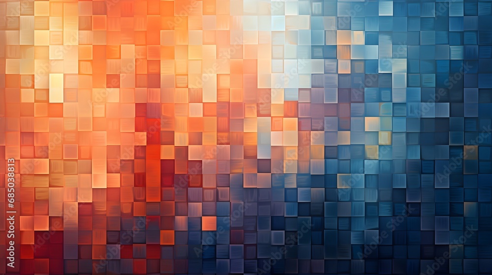 Abstract pattern using digital pixelation combining pixels of different sizes and colors to create a visually intriguing and modern composition, background image, AI generated
